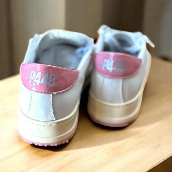P448 Jack Platform SZ 37EU Pink & White‎ Leather Sneakers NWB - Picture 5 of 11
